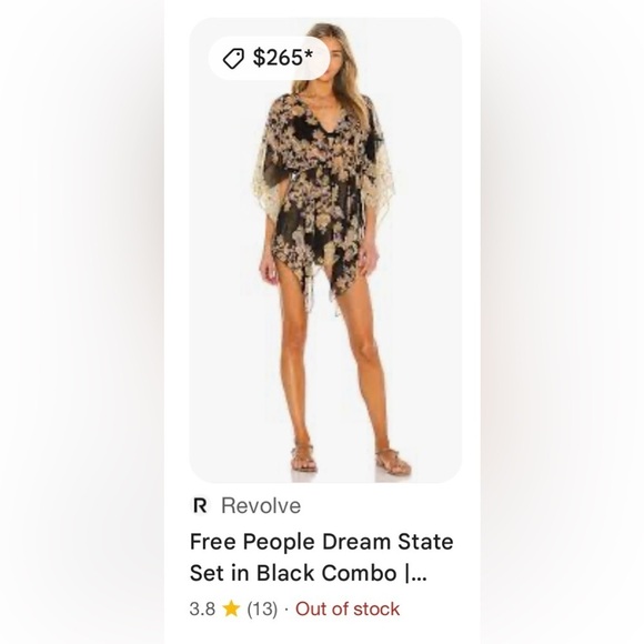 Free People Dream State Tunic Kimono Black Boho Top Size Medium - Picture 9 of 9